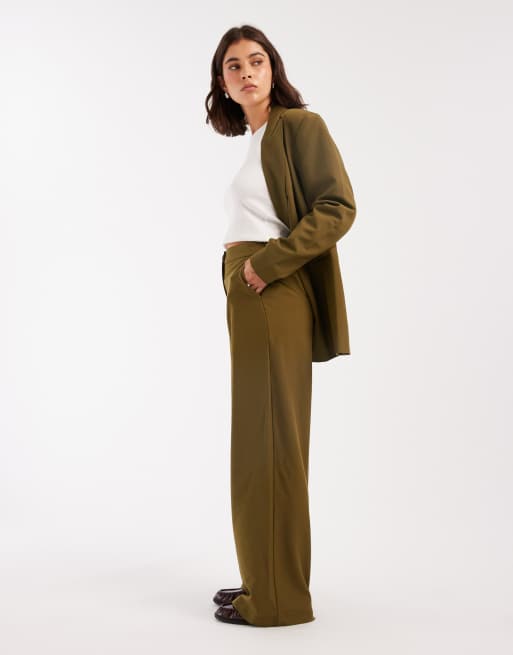 ASOS DESIGN - Kakigrønne skræddersyede afslappede bukser med lige ben, 2 af 5