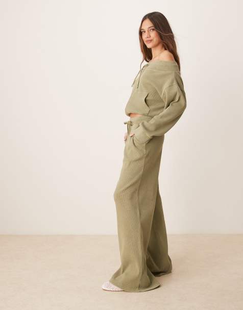 ASOS DESIGN - Kakigrønt sæt med vaffeltekstur - view 1