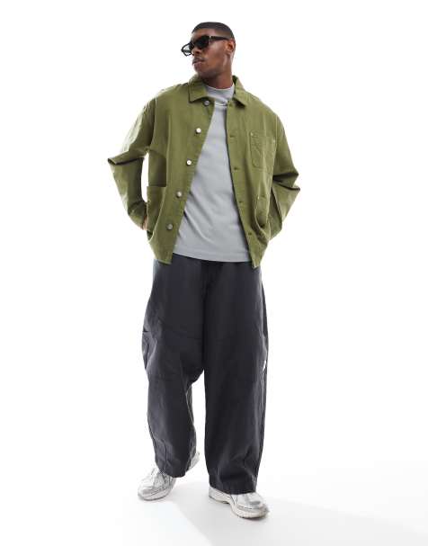 ASOS DESIGN – Kakigrön arbetarjacka i tvättad twill - view 1