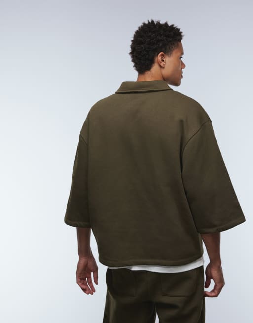 ASOS DESIGN – Kakigrön, avslappnad pikétröja, 3 av 5