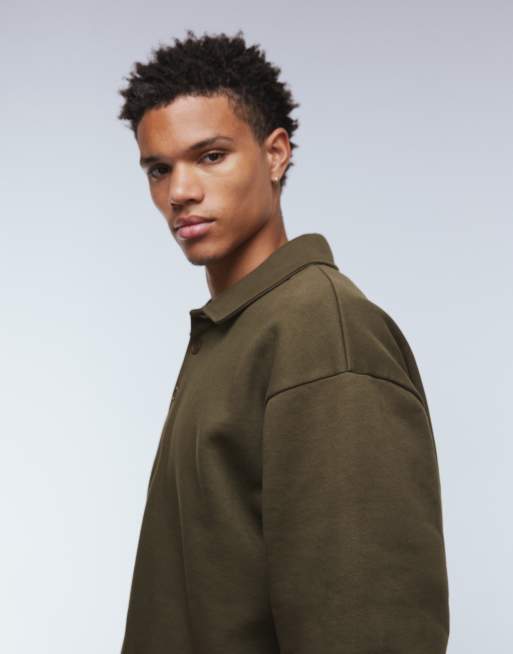 ASOS DESIGN – Kakigrön, avslappnad pikétröja, 4 av 5