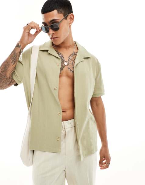 ASOS DESIGN – Kakigrön, avslappnad skjorta med button down-krage - view 1