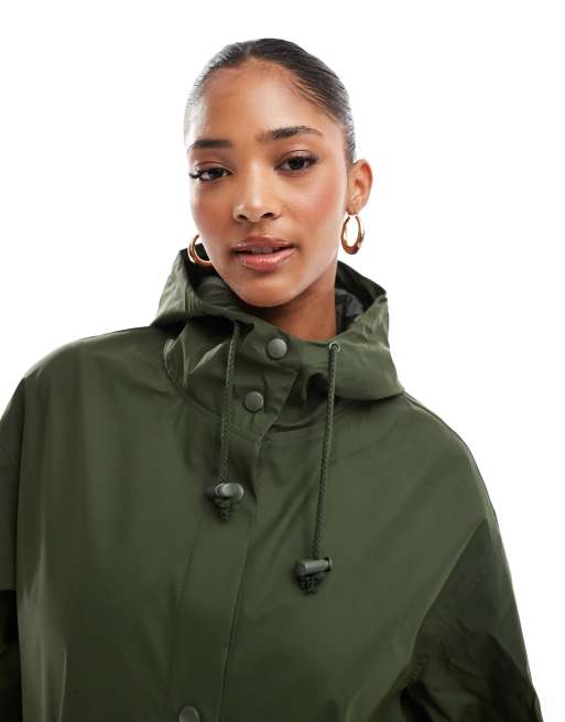 ASOS DESIGN – Kakigrön gummerad regnparkas, 4 av 4