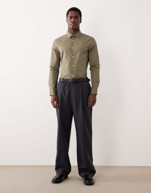 ASOS DESIGN – Kakigrön, skinny arbetsskjorta med stretch, 2 av 5