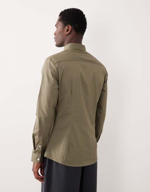 ASOS DESIGN – Kakigrön, skinny arbetsskjorta med stretch, 3 av 5