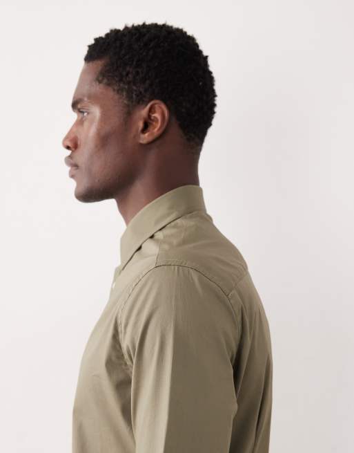 ASOS DESIGN – Kakigrön, skinny arbetsskjorta med stretch, 4 av 5