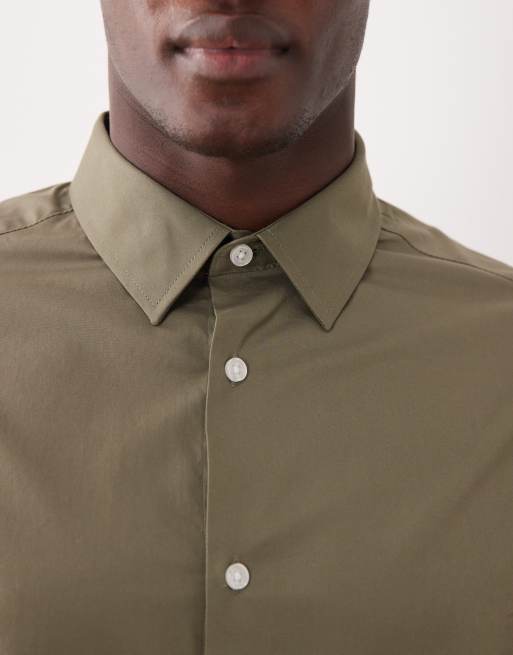 ASOS DESIGN – Kakigrön, skinny arbetsskjorta med stretch, 5 av 5