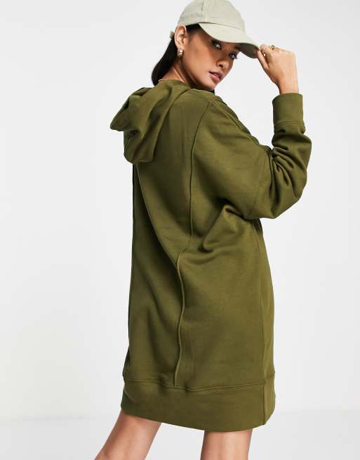 ASOS DESIGN – Kakigrön sweatshirtklänning i oversize med huva och dekorativ söm, 4 av 4