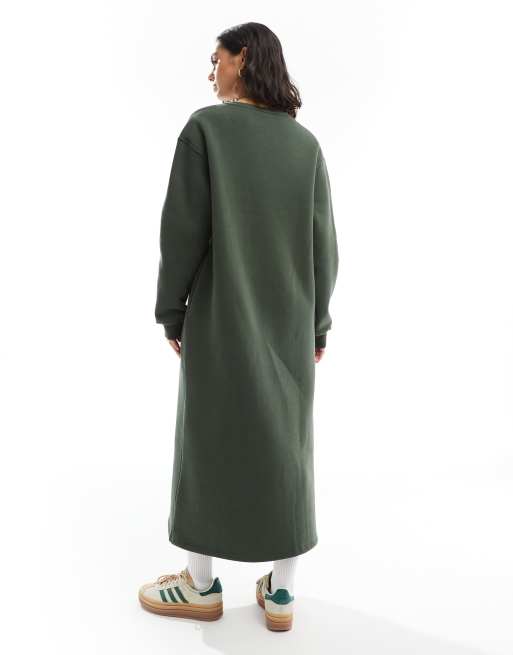 ASOS DESIGN – Kakigrön sweatshirtklänning i oversize med midilängd, 4 av 4