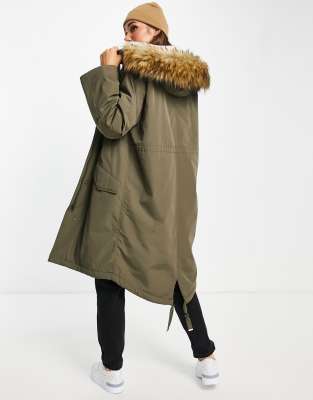 khaki lined parka