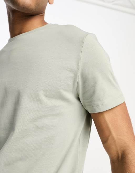 ASOS DESIGN – Kakigrön, tvättad, grov t-shirt med rund halsringning, 2 av 4