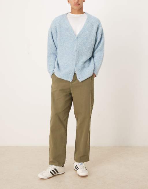 ASOS DESIGN – Kakigröna, avslappnade, avsmalnande chinos med veck, 2 av 5