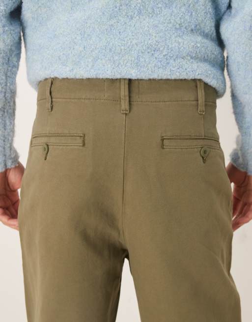 ASOS DESIGN – Kakigröna, avslappnade, avsmalnande chinos med veck, 5 av 5
