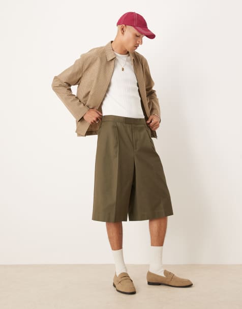 ASOS DESIGN – Kakigröna finshorts i bermudastil och oversize - view 1