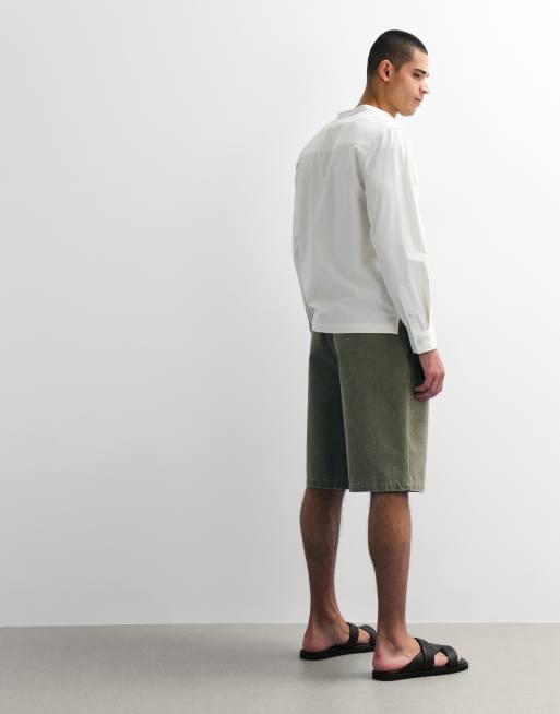 ASOS DESIGN – Kakigröna, halvlånga jorts med veck i canvas, 4 av 7