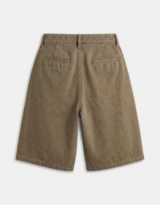 ASOS DESIGN – Kakigröna, halvlånga jorts med veck i canvas, 7 av 7