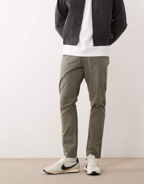 ASOS DESIGN – Kakigröna, smala byxor i dra på-modell av tech-material - view 1