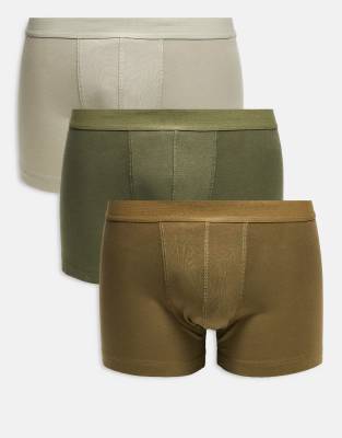 ASOS DESIGN – Kakigröna trunks, 3-pack | ASOS