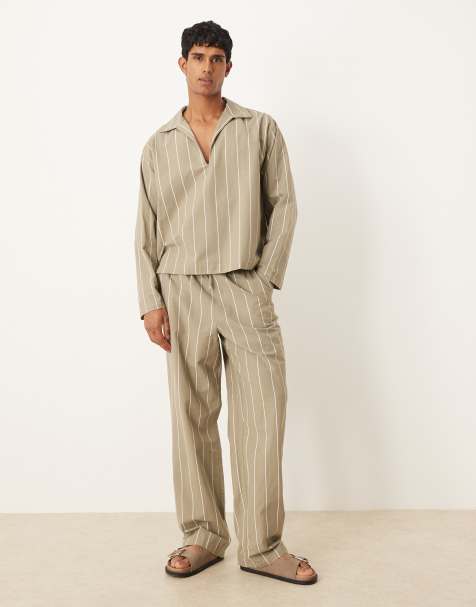 ASOS DESIGN – Kakigrönt, randigt set - view 1