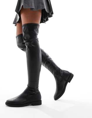 leather thigh boots flat