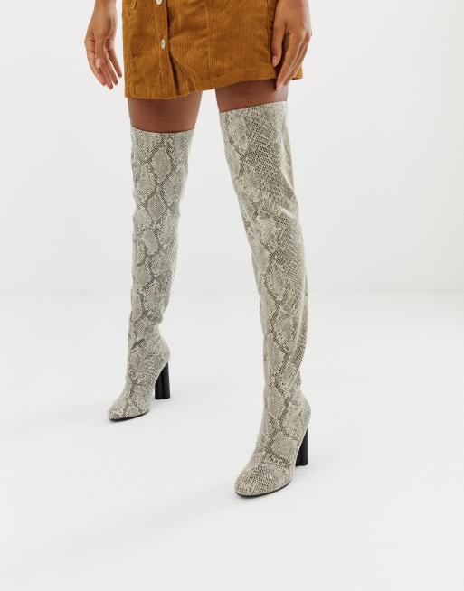 Snakeskin thigh online high boots