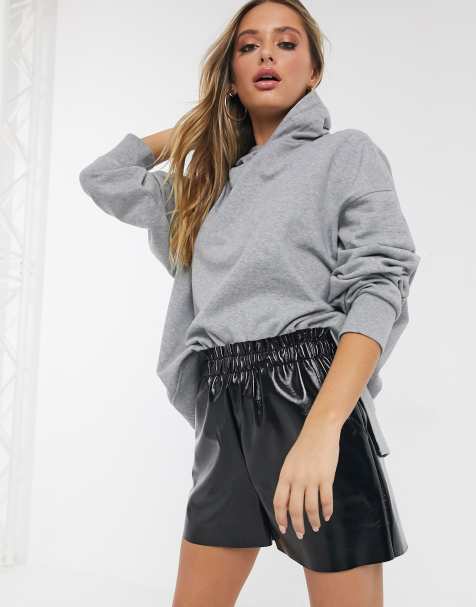 ASOS DESIGN – Kalkgrauer Kokon-Kapuzenpullover in Oversize-Passform