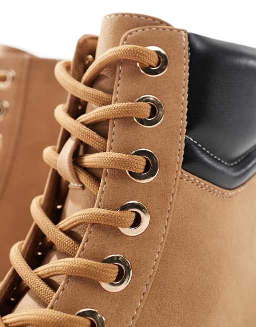ASOS DESIGN – Kamelbraune Worker-Schnürstiefel mit dicker Sohle, 4 von 4