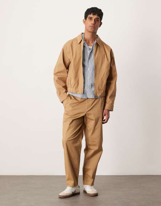 ASOS DESIGN – Kamelbrun, fin Harrington-jacka i persikolen bomull, del av set , 2 av 4