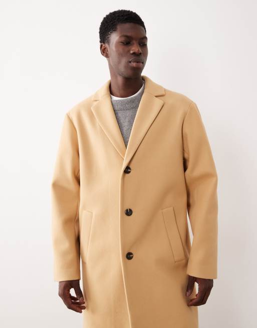 ASOS DESIGN - Kamelbrun longline-frakke i uldlook, 2 af 5