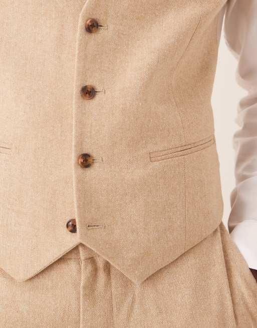 ASOS DESIGN - Kamelbrun smal habitvest i uldblanding, 5 af 5