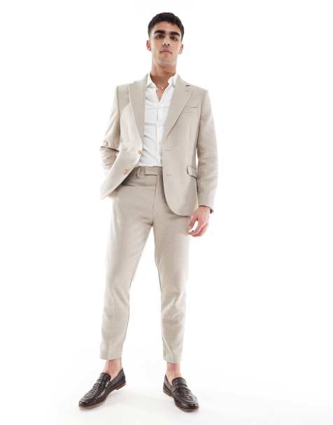 ASOS DESIGN – Kamelbrun, vävd kostym i ullmix med smal passform - view 1