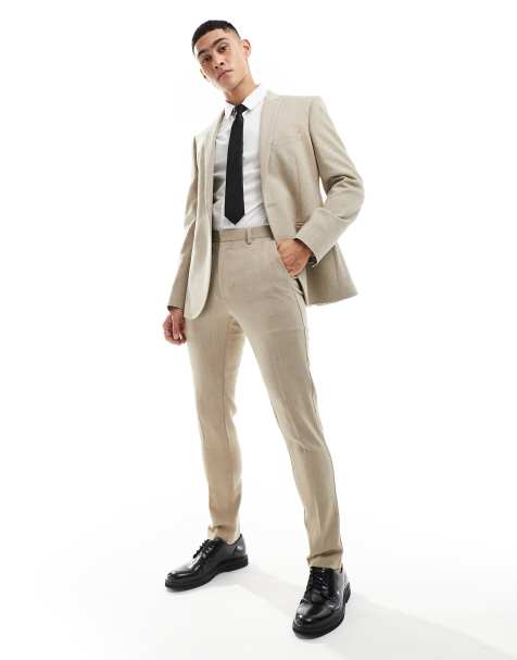 ASOS DESIGN - Kamelbrune skinny fit-habitbukser i uldblanding - view 1