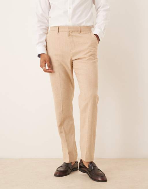 ASOS DESIGN - Kamelbrune smalle habitbukser i uldblanding, 2 af 5