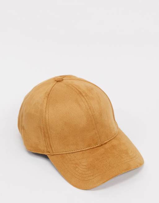 ASOS DESIGN – Kamelfärgad basebollkeps i mjukt tyg
