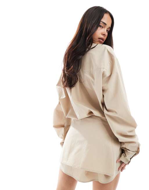 ASOS DESIGN – Kamelfärgad kjol i omlottdesign med knytning i sidan, 4 av 5