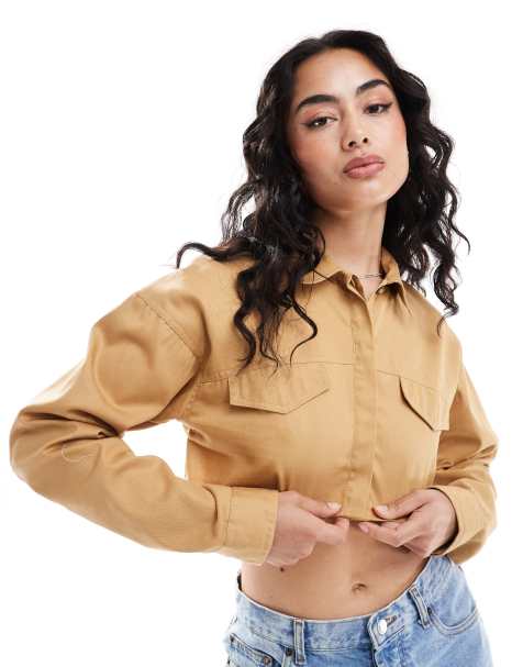 ASOS DESIGN – Kamelfärgad, kort cargoskjorta - view 1