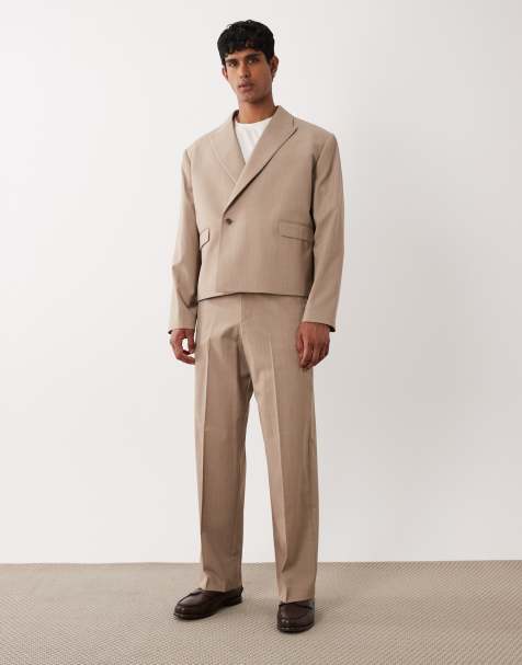 ASOS DESIGN – Kamelfärgade, vida kostymbyxor - view 1