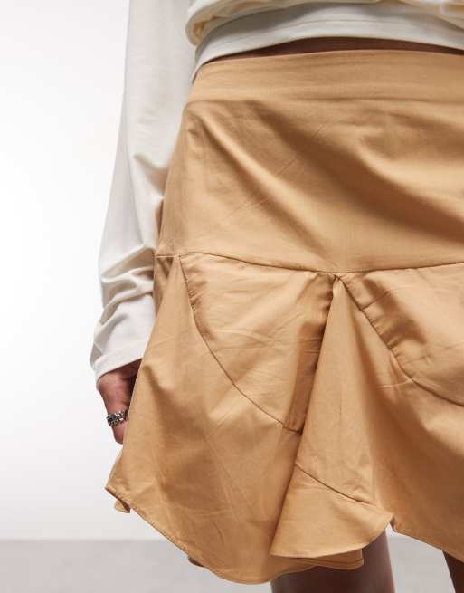 ASOS DESIGN - Kamelfarvet flagrende mininederdel med diagonale sømdetaljer, 3 af 5