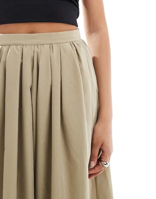 ASOS DESIGN - Kamelfarvet midinederdel i A-form, 5 af 5