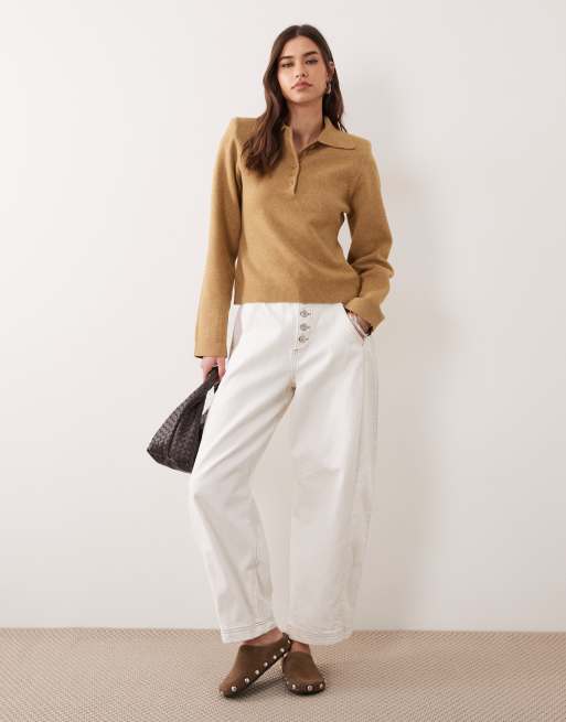ASOS DESIGN - Kamelfarvet polotop med struktur og skulderpuder, 2 af 4