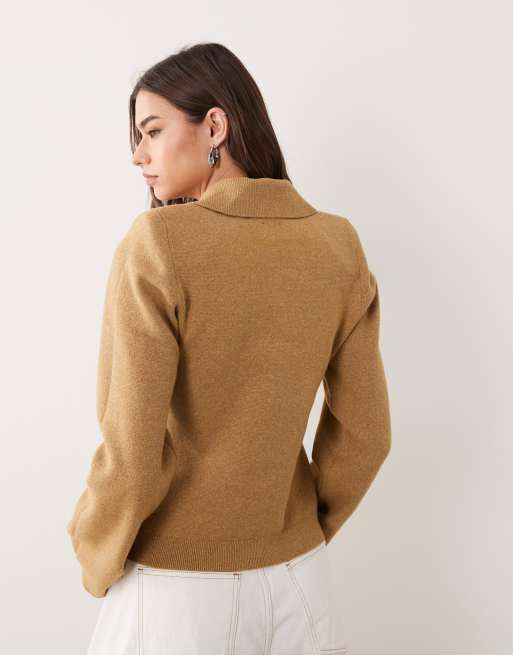 ASOS DESIGN - Kamelfarvet polotop med struktur og skulderpuder, 4 af 4