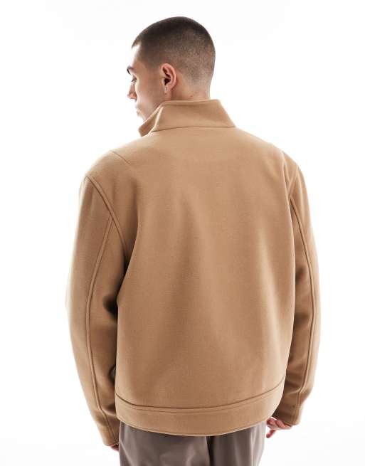ASOS DESIGN – Kamelhaarfarbige Harrington-Jacke in Woll-Optik mit Stehkragen, 2 von 4