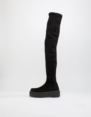 asos black thigh high boots