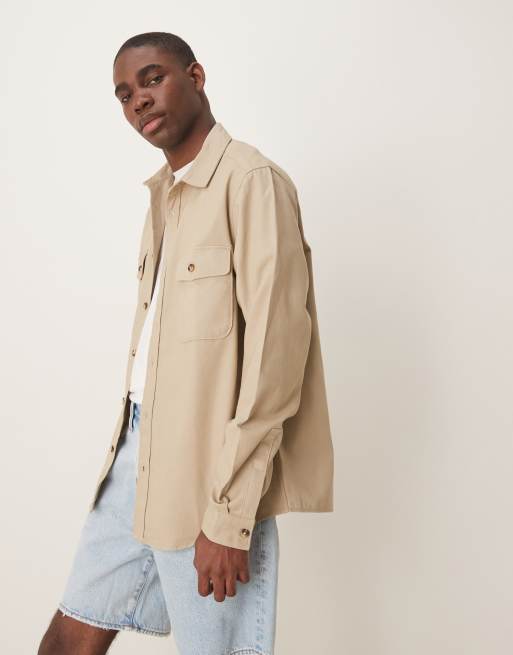 ASOS DESIGN – Kamiennobeżowa bawełniana koszula wierzchnia , 4 z 4