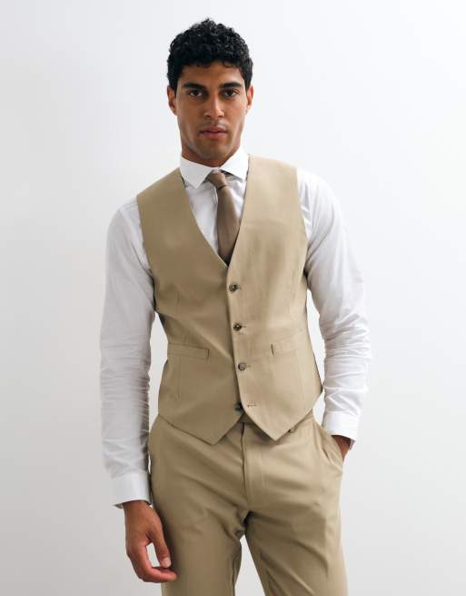 ASOS DESIGN – Szarobeżowy dopasowany garnitur, 3 z 4
