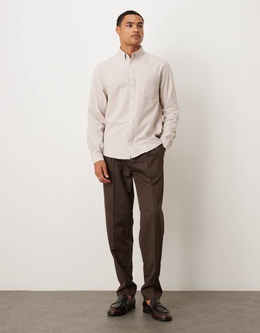 ASOS DESIGN – Kamiennobeżowa koszula oxford o regularnym kroju, 2 z 5