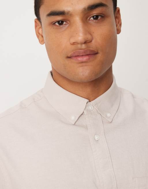 ASOS DESIGN – Kamiennobeżowa koszula oxford o regularnym kroju, 5 z 5