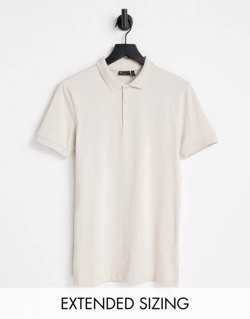 ASOS DESIGN – Kamiennobeżowa koszulka polo z dżerseju o kroju podkreślającym sylwetkę