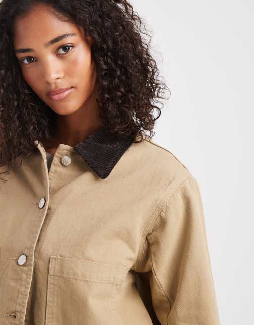 ASOS DESIGN – Kamiennobeżowa krótka kurtka jeansowa, 2 z 4