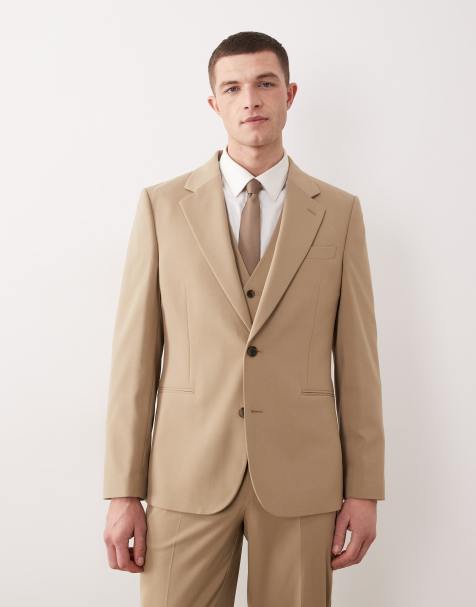 ASOS DESIGN – Kamiennobeżowa kurtka garniturowa o dopasowanym kroju - view 1